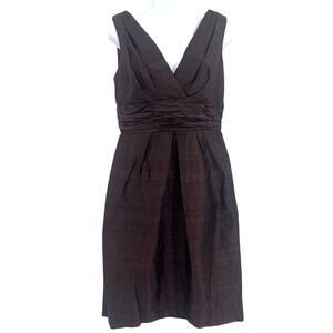 Vtg 90s Watters & Watters Silk Duipioni Cocktail Dress 6 Brown Wedding Empire